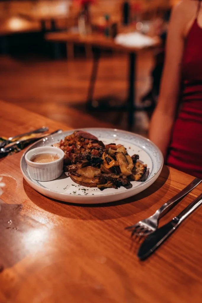 Grilled entree with organic farm vegetables
