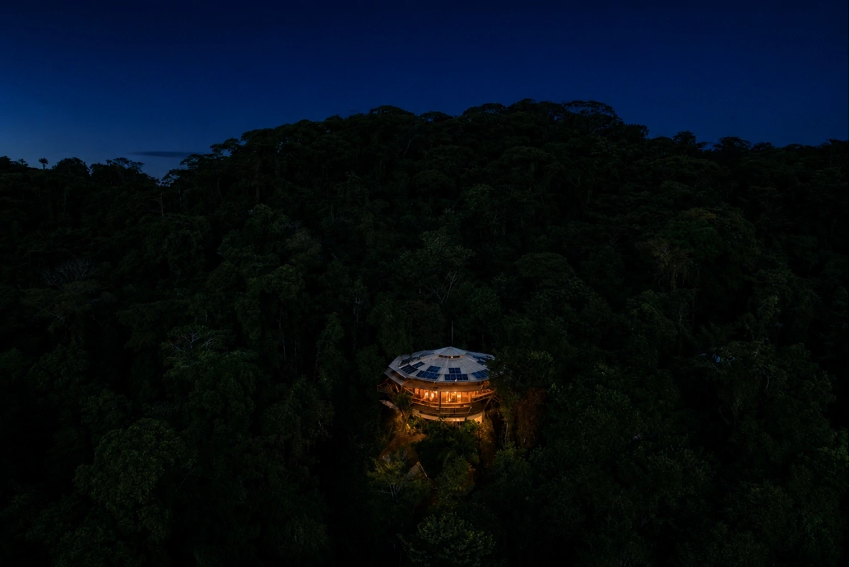 La Loma Jungle Lodge overlooking Bahia Honda at night in Bocas del Toro, Panama
