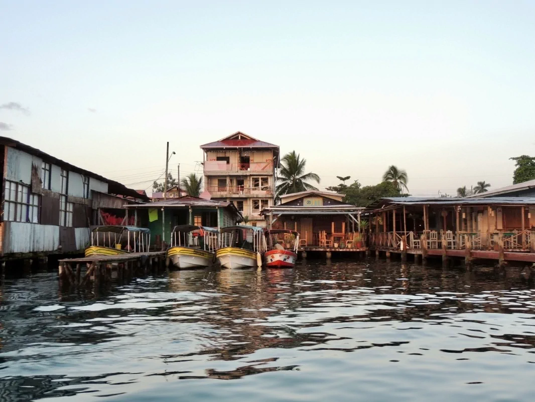 Waterfront of Old Bank on Isla Bastimentos in Bocas del Toro, Panama.